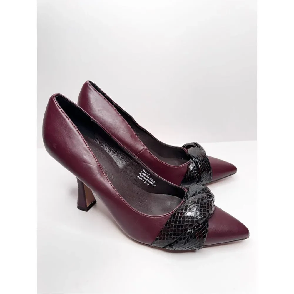 Gabrielle Union Pumps‎ Size 7.5 Pointed Toe Burgundy Twist Detail Slip On Shoes